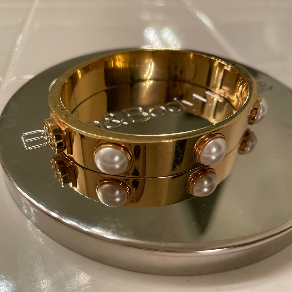 Elegant Gold Tory Burch Bangle with Pearls - Picture 2 of 2